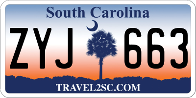 SC license plate ZYJ663