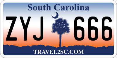 SC license plate ZYJ666