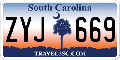 SC license plate ZYJ669