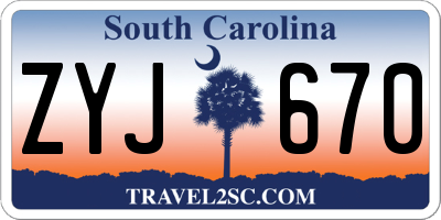 SC license plate ZYJ670