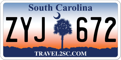 SC license plate ZYJ672