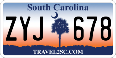 SC license plate ZYJ678