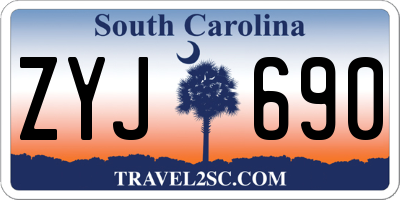 SC license plate ZYJ690