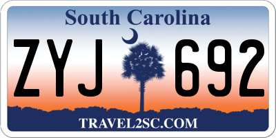 SC license plate ZYJ692