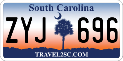 SC license plate ZYJ696