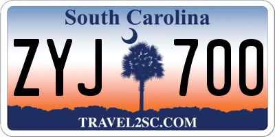 SC license plate ZYJ700