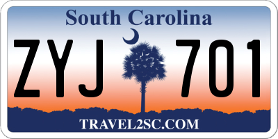 SC license plate ZYJ701