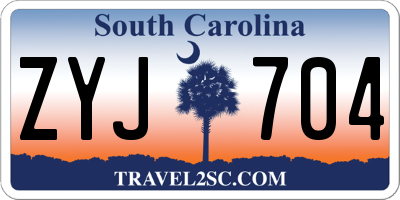 SC license plate ZYJ704