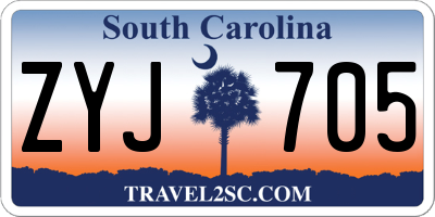SC license plate ZYJ705