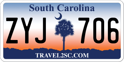 SC license plate ZYJ706