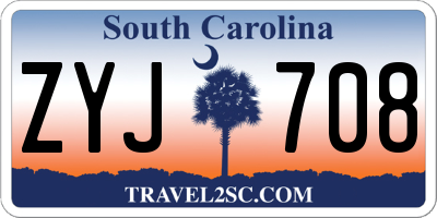 SC license plate ZYJ708