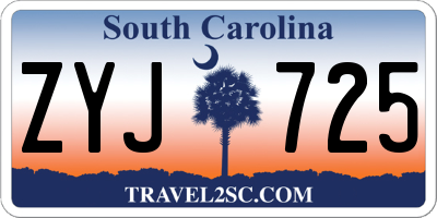 SC license plate ZYJ725