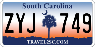 SC license plate ZYJ749