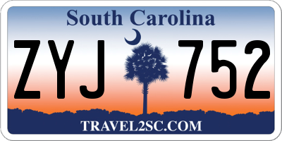 SC license plate ZYJ752