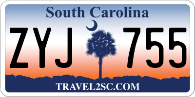 SC license plate ZYJ755