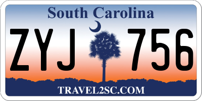 SC license plate ZYJ756