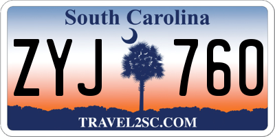 SC license plate ZYJ760