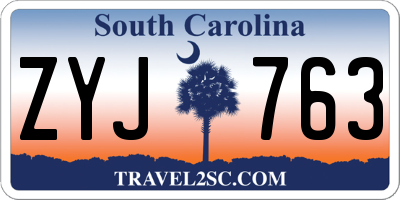 SC license plate ZYJ763