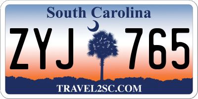 SC license plate ZYJ765