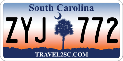 SC license plate ZYJ772
