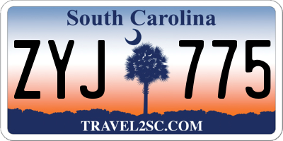 SC license plate ZYJ775