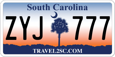 SC license plate ZYJ777