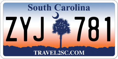 SC license plate ZYJ781