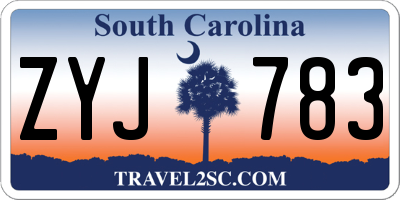 SC license plate ZYJ783