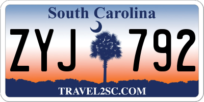 SC license plate ZYJ792