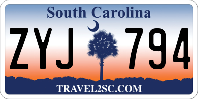 SC license plate ZYJ794