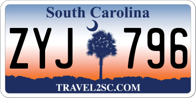 SC license plate ZYJ796