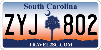 SC license plate ZYJ802