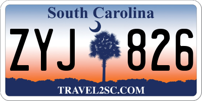 SC license plate ZYJ826