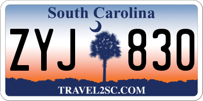 SC license plate ZYJ830