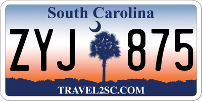 SC license plate ZYJ875