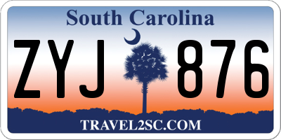 SC license plate ZYJ876