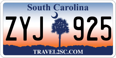 SC license plate ZYJ925