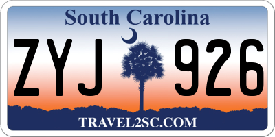 SC license plate ZYJ926