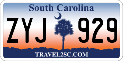 SC license plate ZYJ929