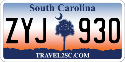 SC license plate ZYJ930