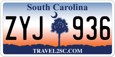 SC license plate ZYJ936