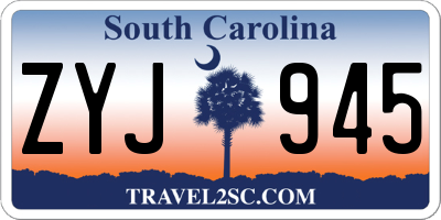 SC license plate ZYJ945