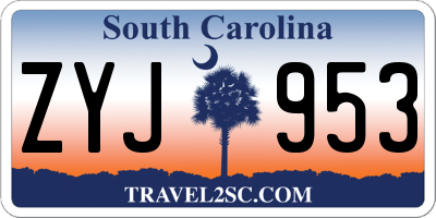 SC license plate ZYJ953