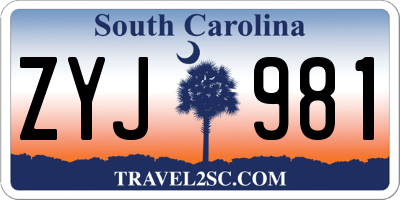 SC license plate ZYJ981