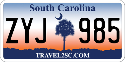 SC license plate ZYJ985
