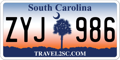 SC license plate ZYJ986