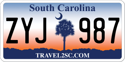 SC license plate ZYJ987