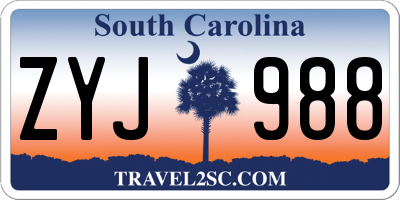 SC license plate ZYJ988