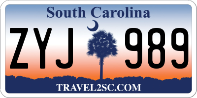 SC license plate ZYJ989