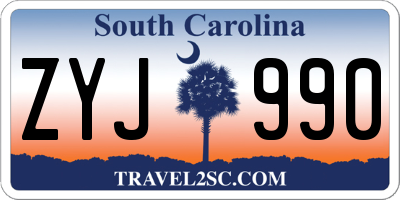 SC license plate ZYJ990